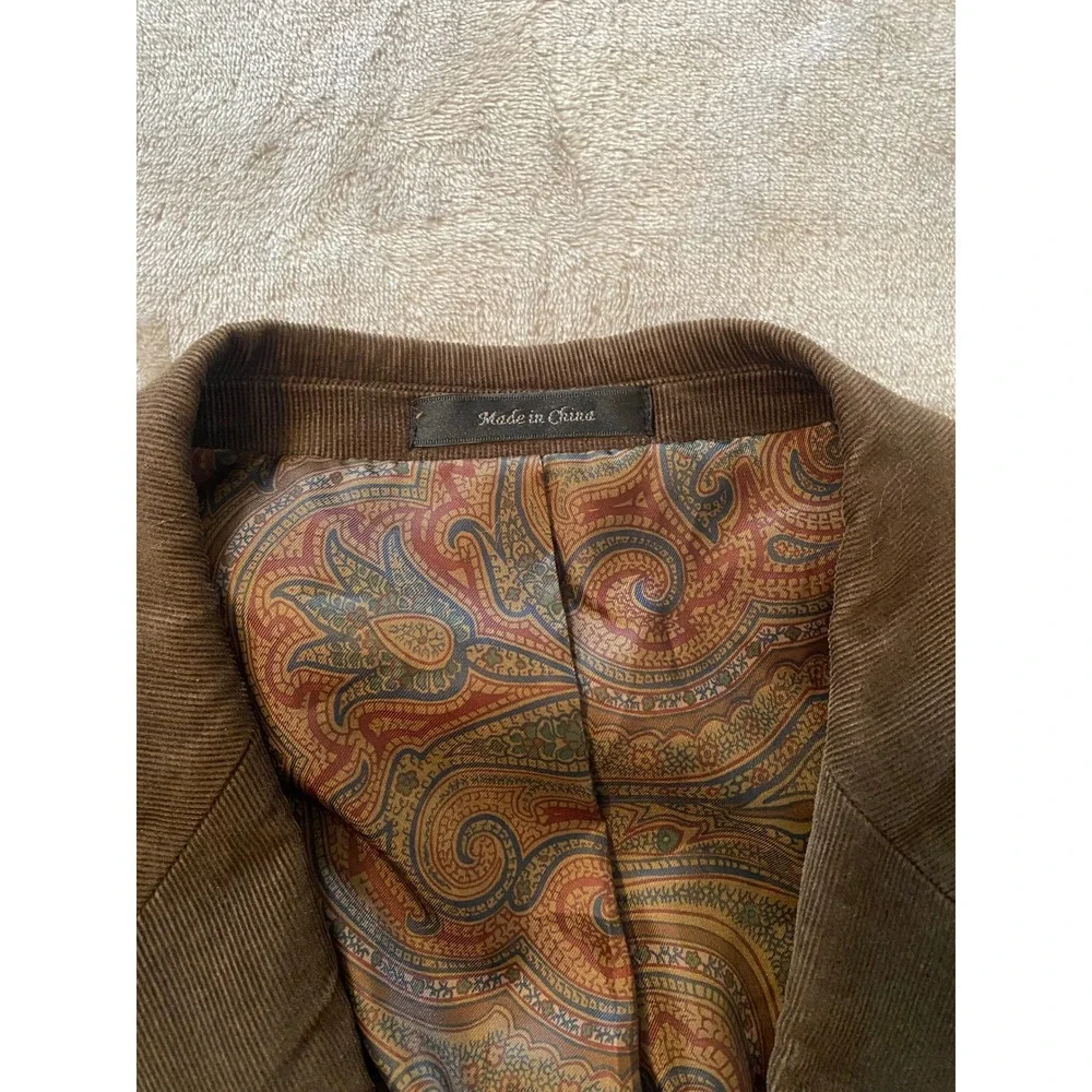 Lauren Ralph Lauren Blazer 44L Brown Corduroy Sport Coat Elbow Patches Preppy
